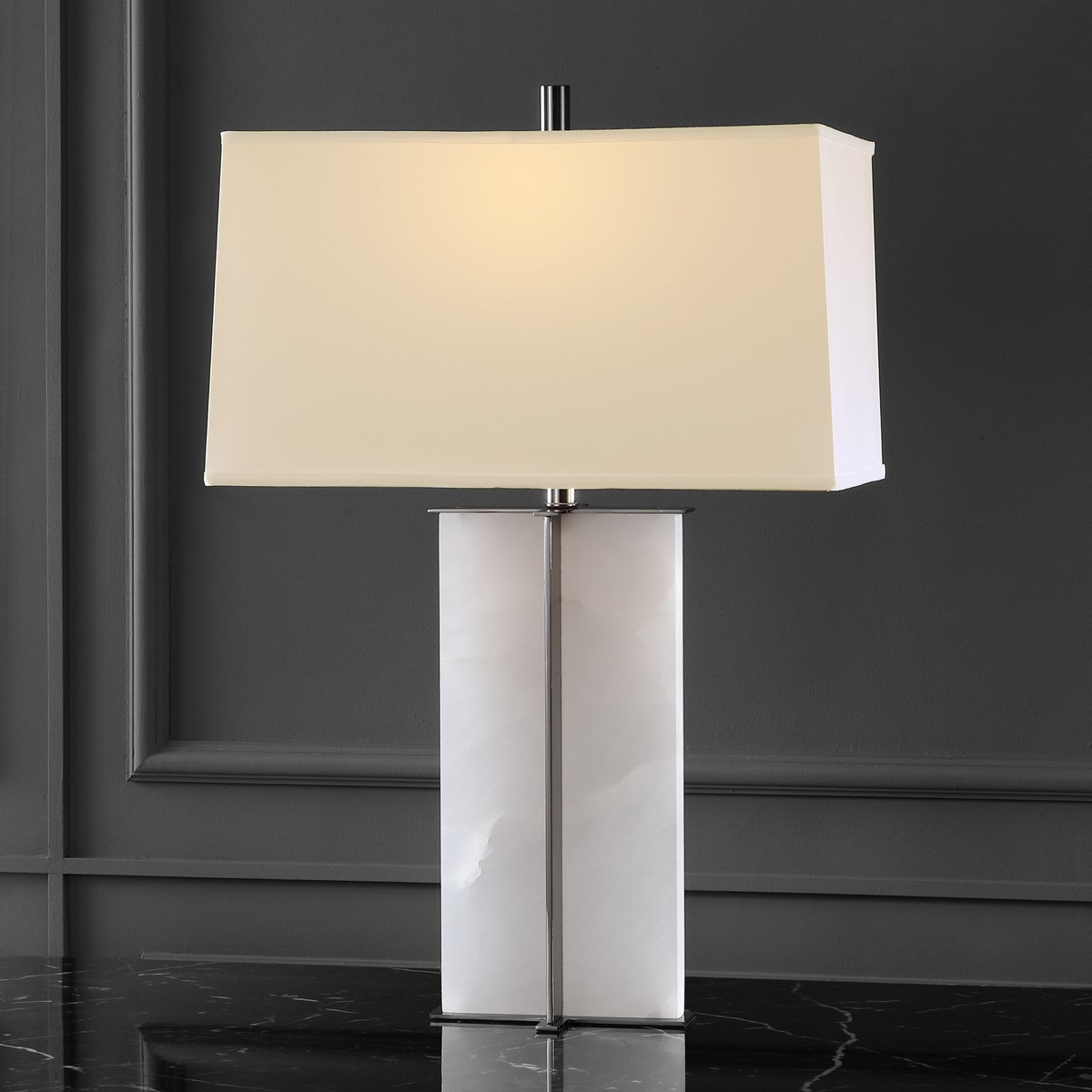 Natalee Marble Table Lamp - Black / White - Safavieh - Image 1