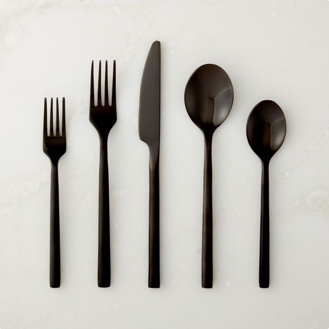 Rush 20-Piece Brushed Black Flatware Set - Image 0