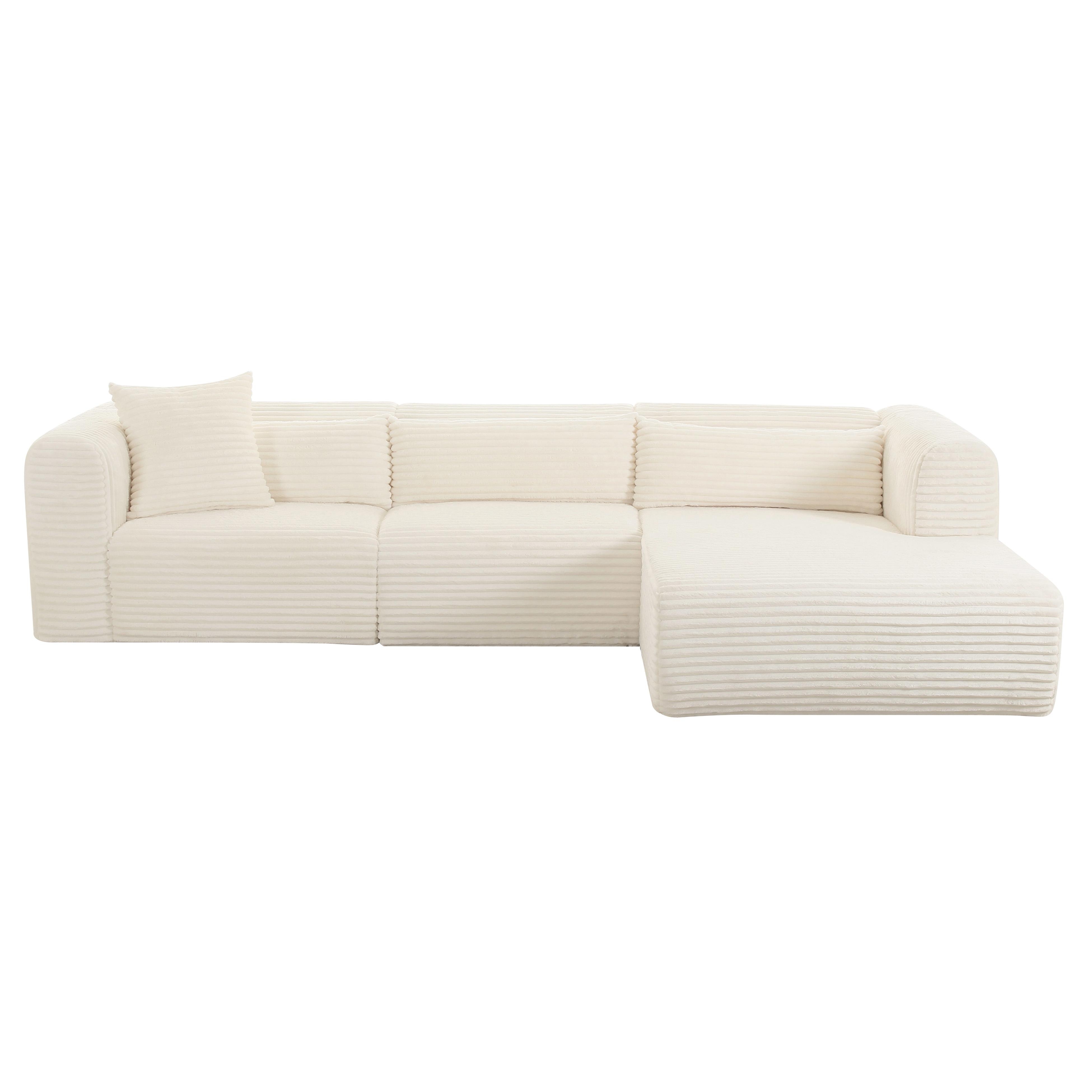 Tarra Fluffy Oversized Cream Corduroy Modular RAF Sectional - Image 1