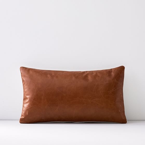 Leather Pillow Cover, 12"x21", Saddle - Image 0