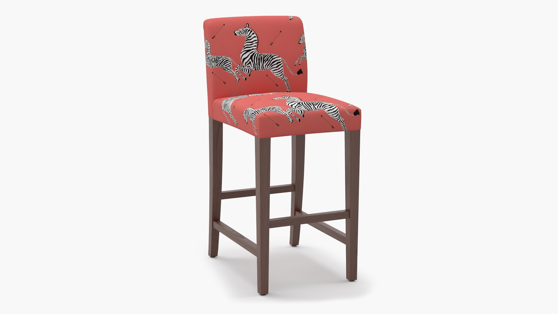 Signature Dining Bar Stool, Coral Zebra, Walnut Square Tapered Leg - Image 1