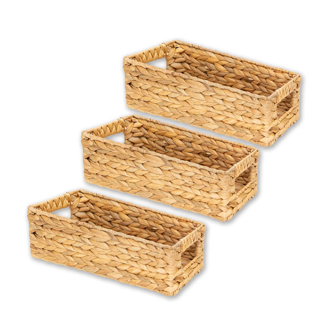 Onhomes Onhomes Anne Toilet Paper Basket, Water Hyacinth Bathroom Baskets Built-in Handles, Wicker Basket for Back of Toilet Tank, Toilet Tank Basket, Basket for Bathroom, Toilet Basket, Natural, Set 3 - Image 0