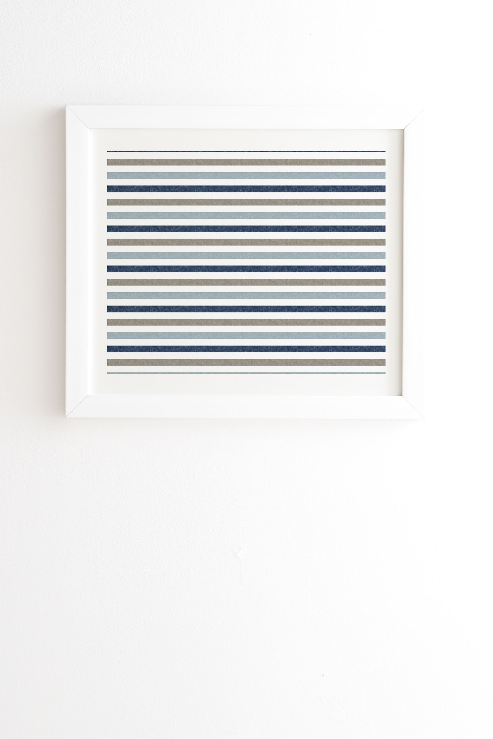 Multi Blue Linen Stripes by Little Arrow Design Co - Framed Wall Art Basic White 11" x 13" - Image 0