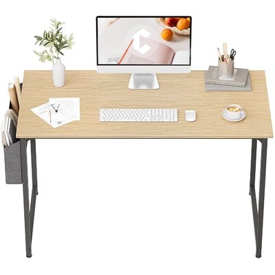 Computer Desk 47" Study Writing Table For Home Office, Industrial Simple Style PC Desk, Black Metal Frame,SS - Image 0