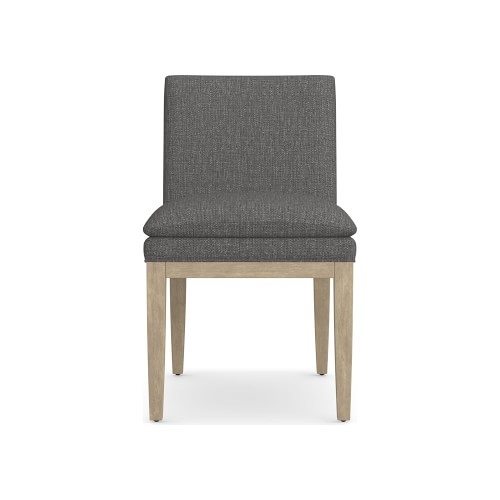 Laguna Side Chair, Standard Cushion, Perennials Performance Melange Weave, Gray, Heritage Grey Leg - Image 0