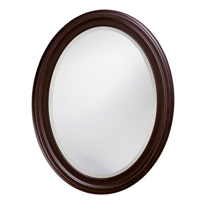Oval Oil Rubbed Bronze Mirror With Wooden Grooves Frame - Image 0