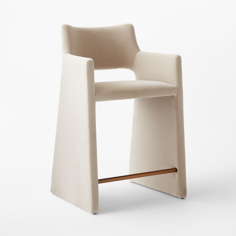 Foley Grey Faux Mohair Dining Counter Stool - Image 2