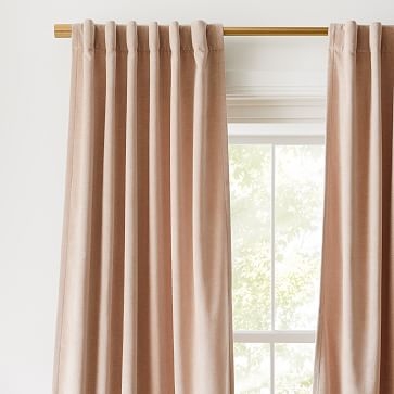 Worn Velvet Curtain with Cotton Lining, Dusty Blush, 48"x96", Set of 2 - Image 3