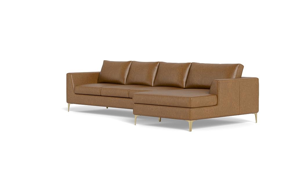 Asher Leather 4-Seat Right Chaise Sectional - Image 2