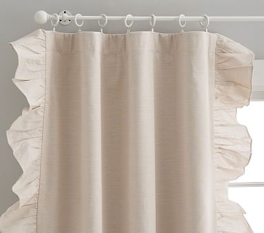 Evelyn Ruffle Border Blackout Curtain, 96 Inches, Blush- Single Panel - Image 1