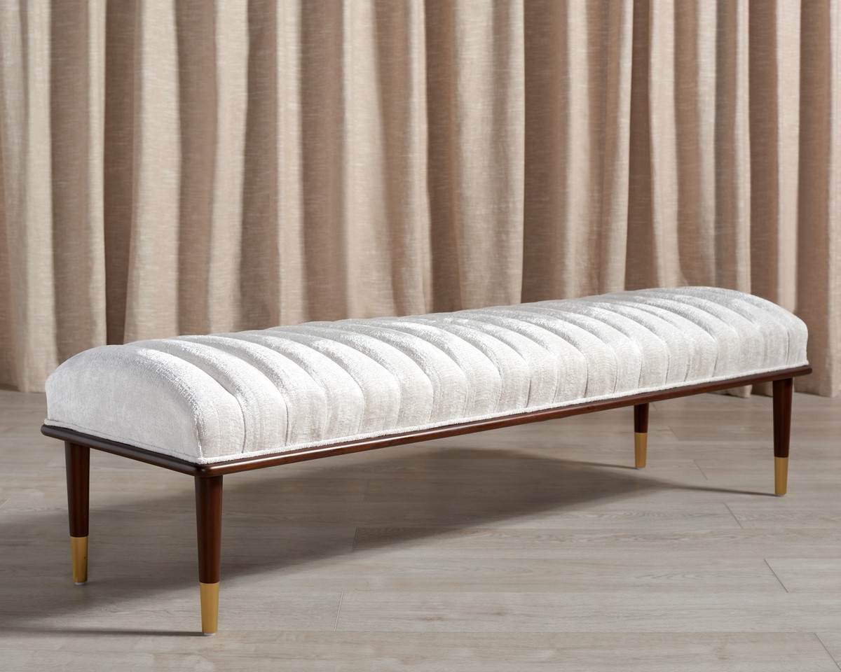 Flannery MIndonesia-Century Bench - Ivory/Dark Mahogany - Image 8