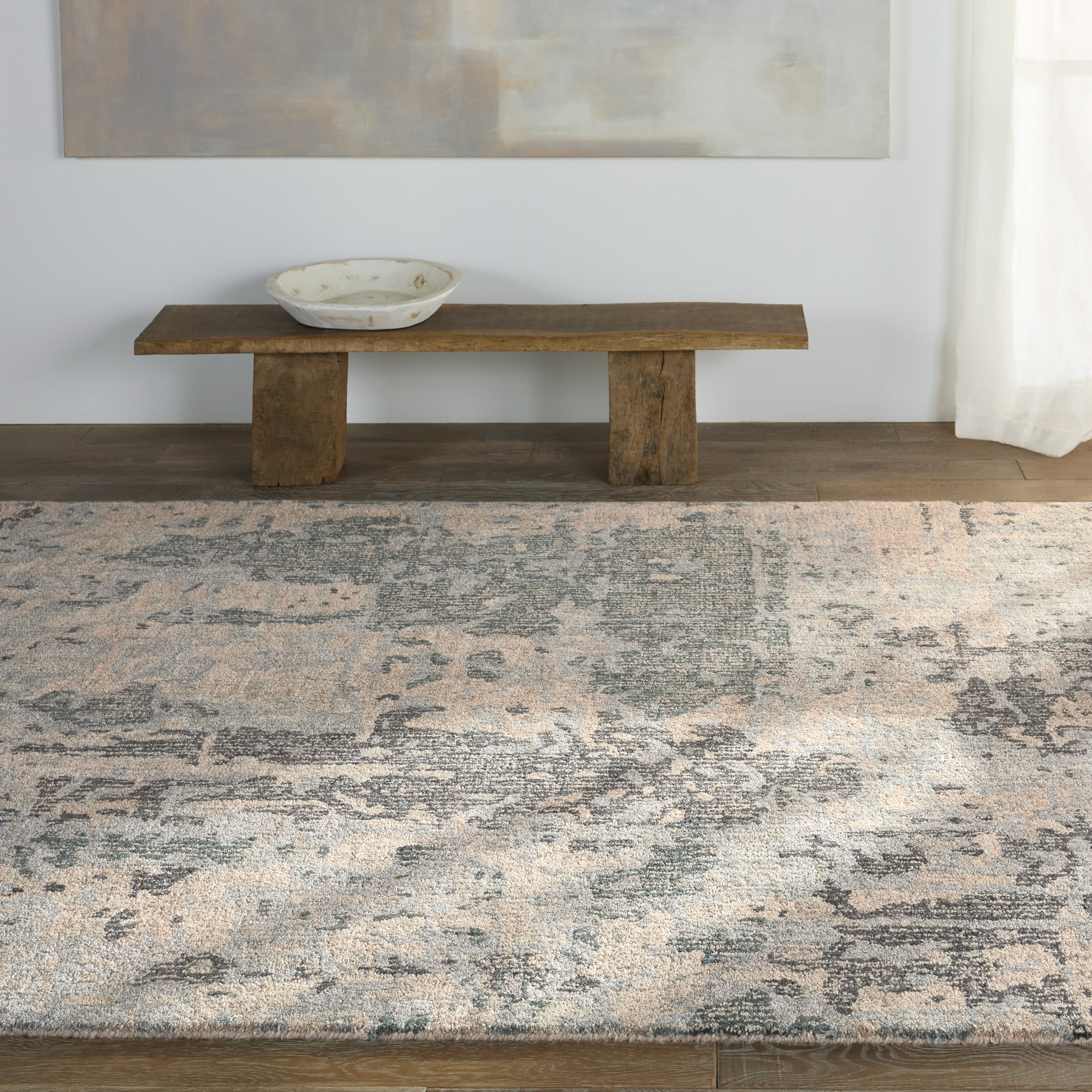 Octave Handmade Abstract Silver/ Tan Area Rug (6'X9') - Image 6