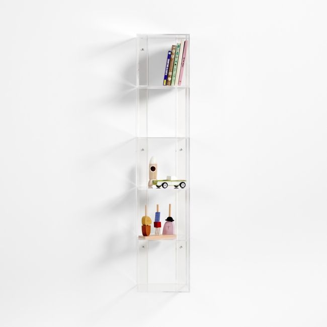 Now You See It Clear Acrylic 5-Bin Floating Shelf Bookcase - Image 0
