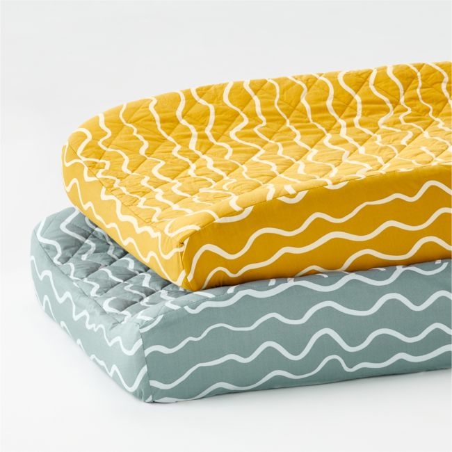 Yellow Imperfect Stripe Changer Cover, Set of 2 - Image 0