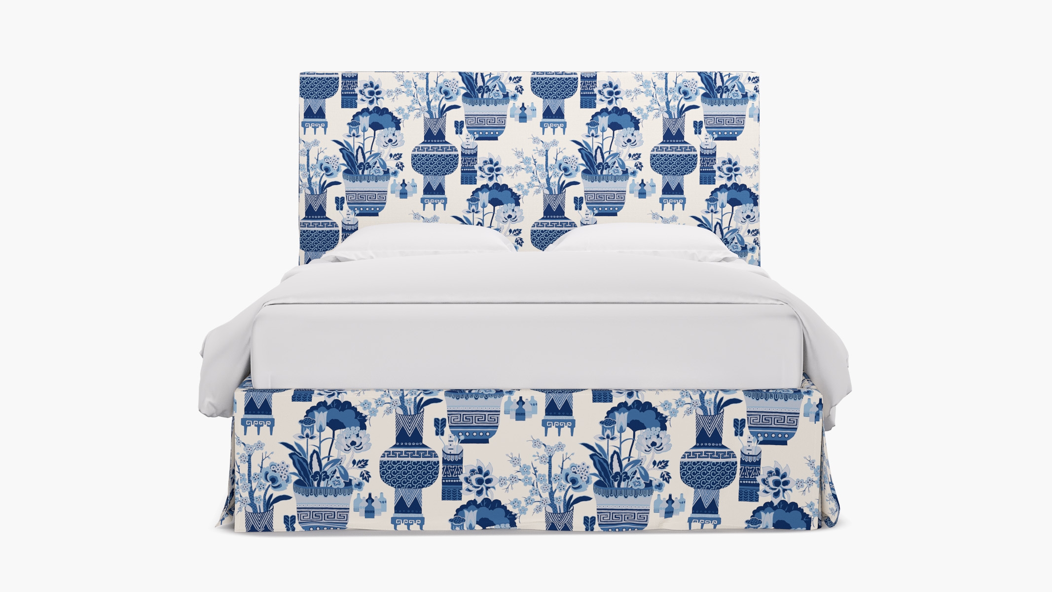 Slipcovered Bed, Delft Kan-Shie, King - Image 0