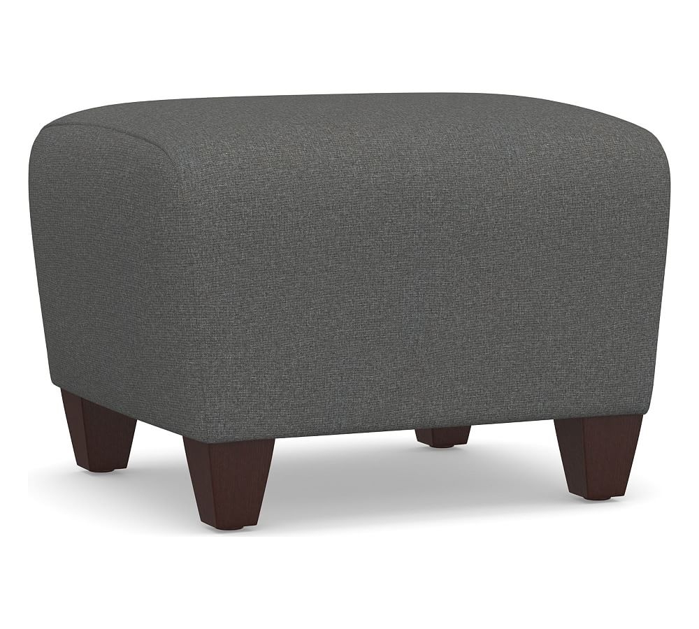 Manhattan Square Arm Upholstered Ottoman, Polyester Wrapped Cushions, Park Weave Charcoal - Image 0