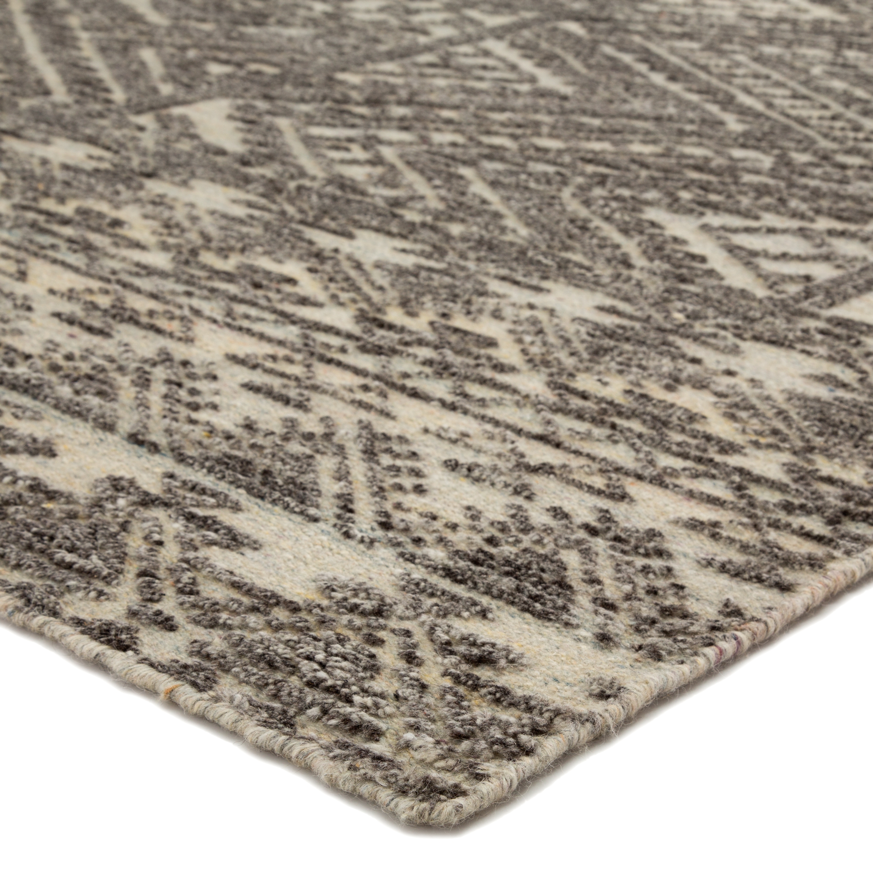 Prentice Hand-Knotted Geometric Dark Gray/ Taupe Area Rug (8'X11') - Image 1