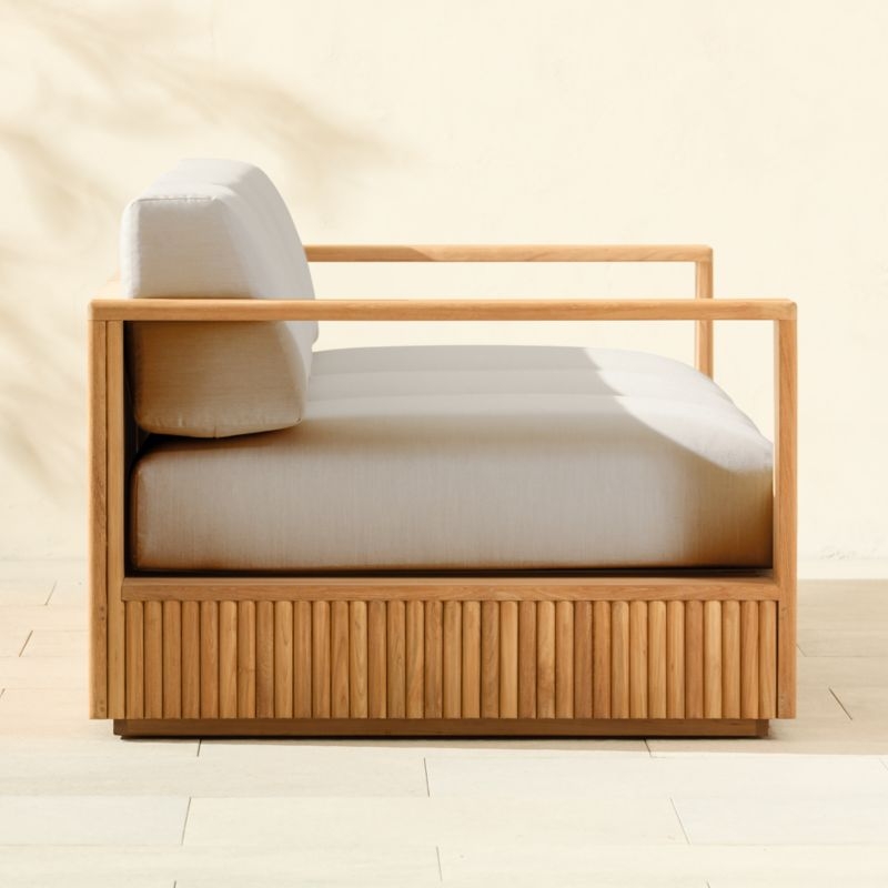 Topia 3-Piece Teak Outdoor Sectional Sofa with White Sunbrella® Cushions - Image 5