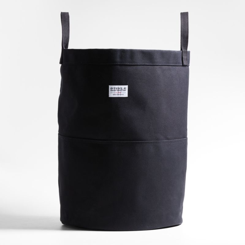 Steele ® Tall Black Canvas Storage and Laundry Basket - Image 2
