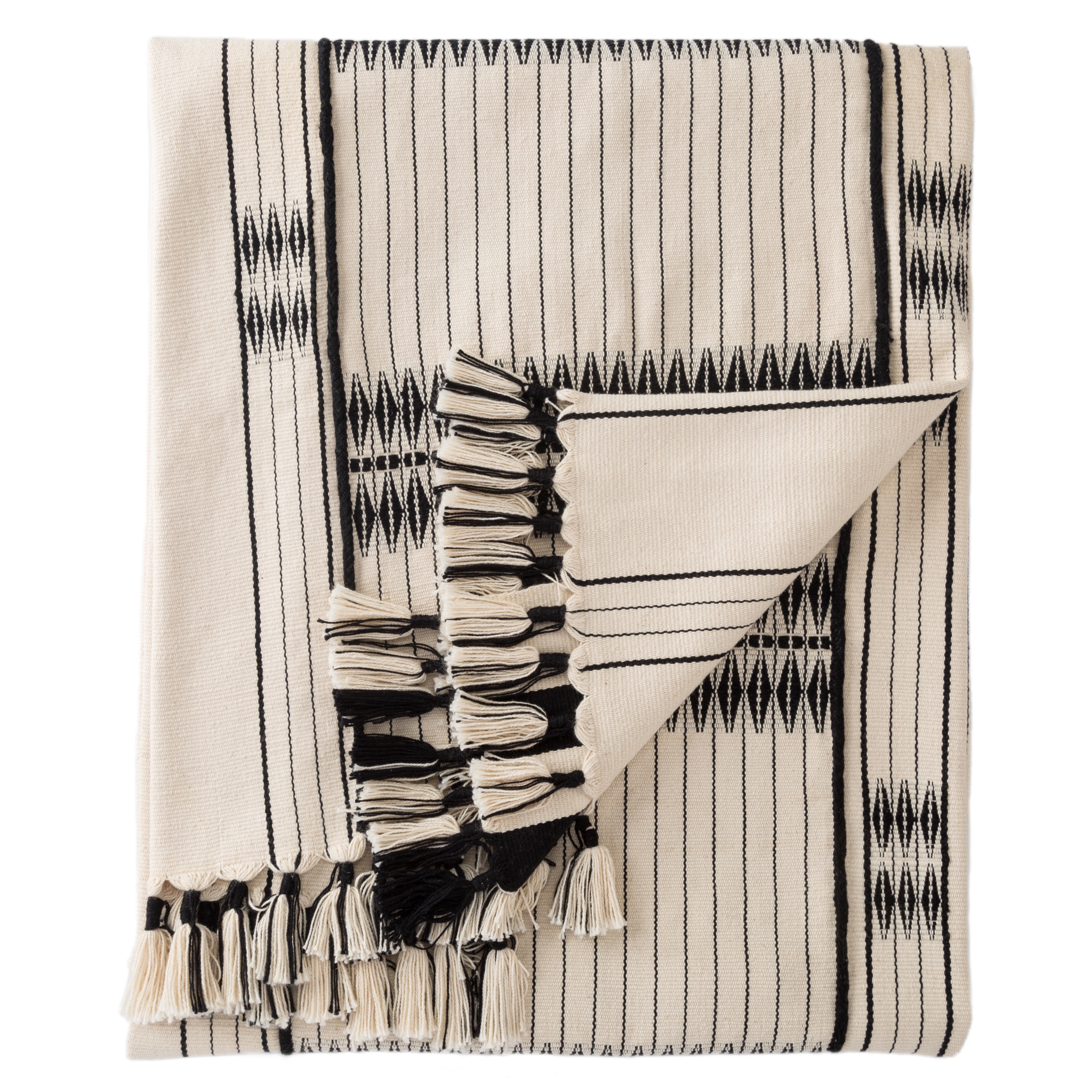 Saramati Hand-Loomed Tribal Cream/ Black Throw - Image 0