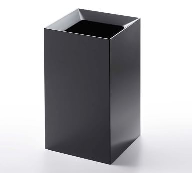 Yamazaki Square Open Top 2.4 Gallon Trash Can, Black - Image 1