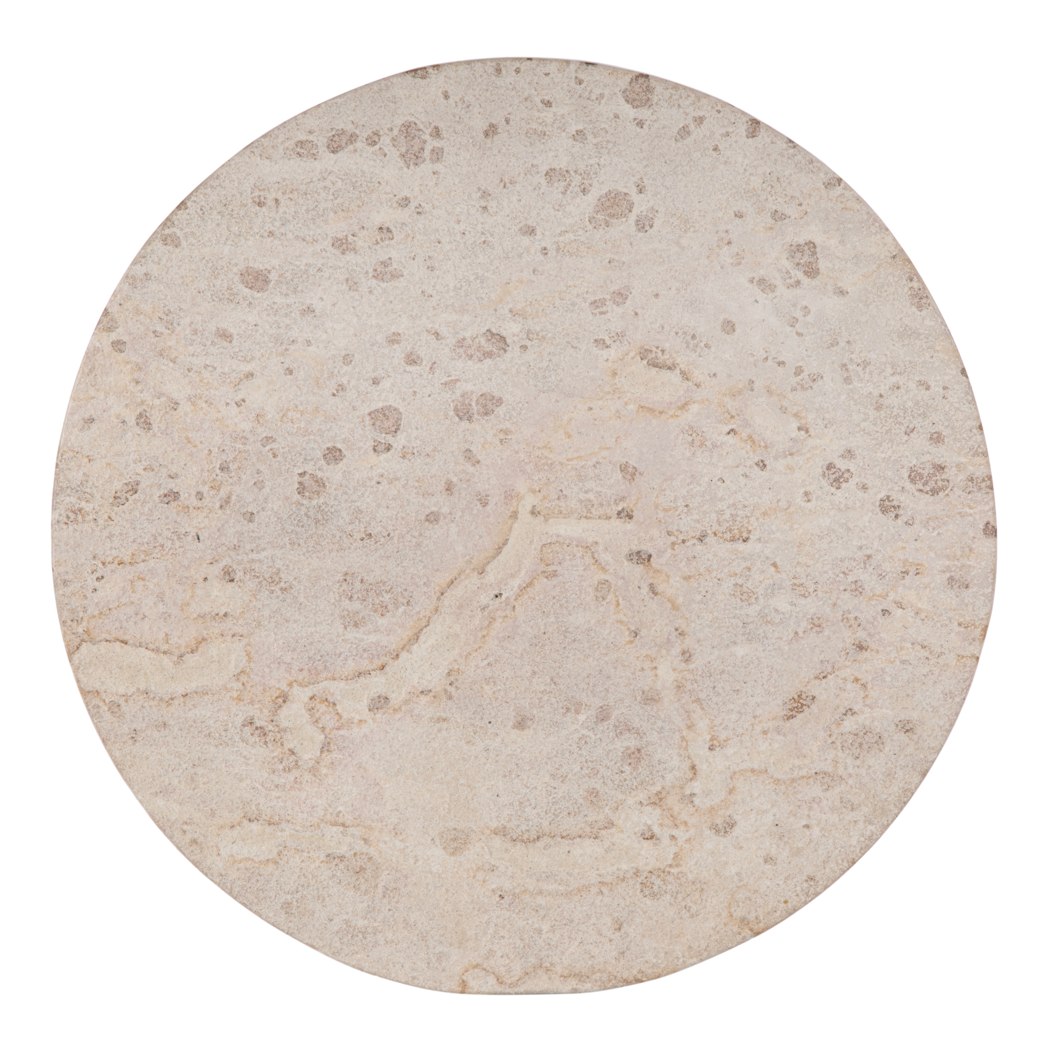 Lucia Marble & Metal Pedestal End Table - Image 2