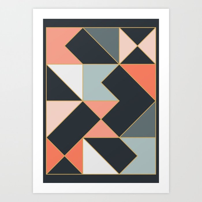 Deco Geometric 03 Art Print by The Old Art Studio - Small - Image 0