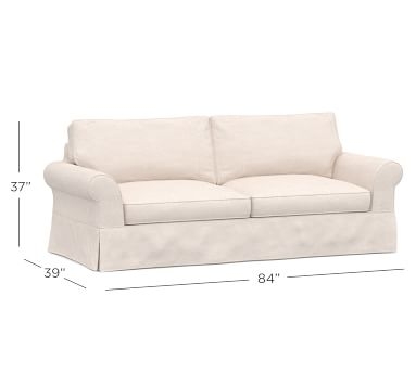 PB Comfort Roll Arm Slipcovered Sleeper Sofa, Scatter Back Memory Foam Cushions, Jumbo Basketweave Ivory - Image 2