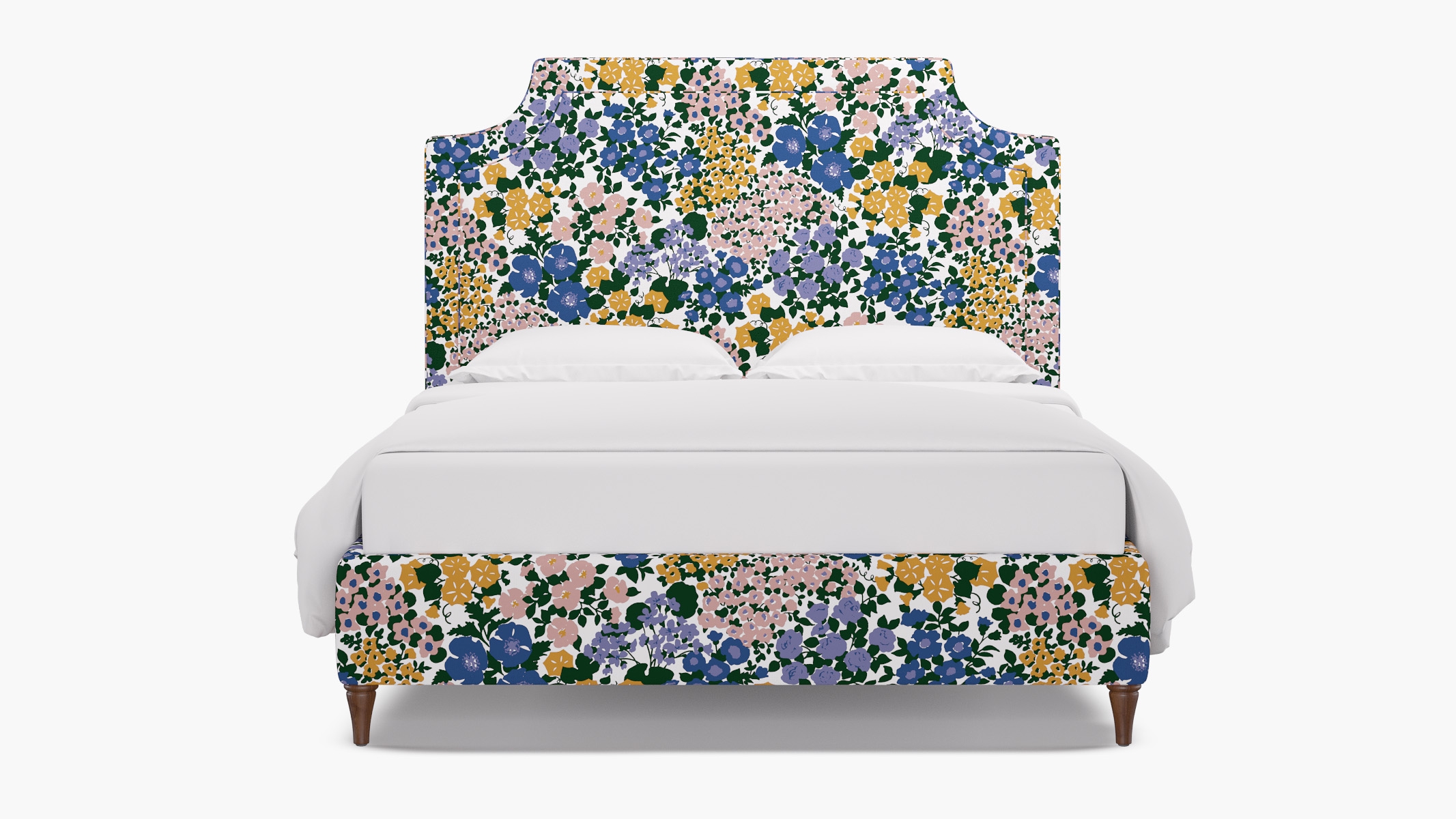 Deco Bed, Lavender Million Flowers, Walnut Decorative Tapered Leg, Twin - Image 0