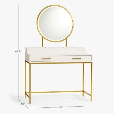 Blaire Classic Vanity Desk Set, Lacquered Simply White - Image 4