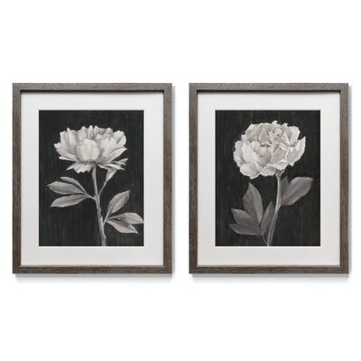 Black And White Flowers III - 2 Piece Picture Frame Painting Set on Paper - Image 0
