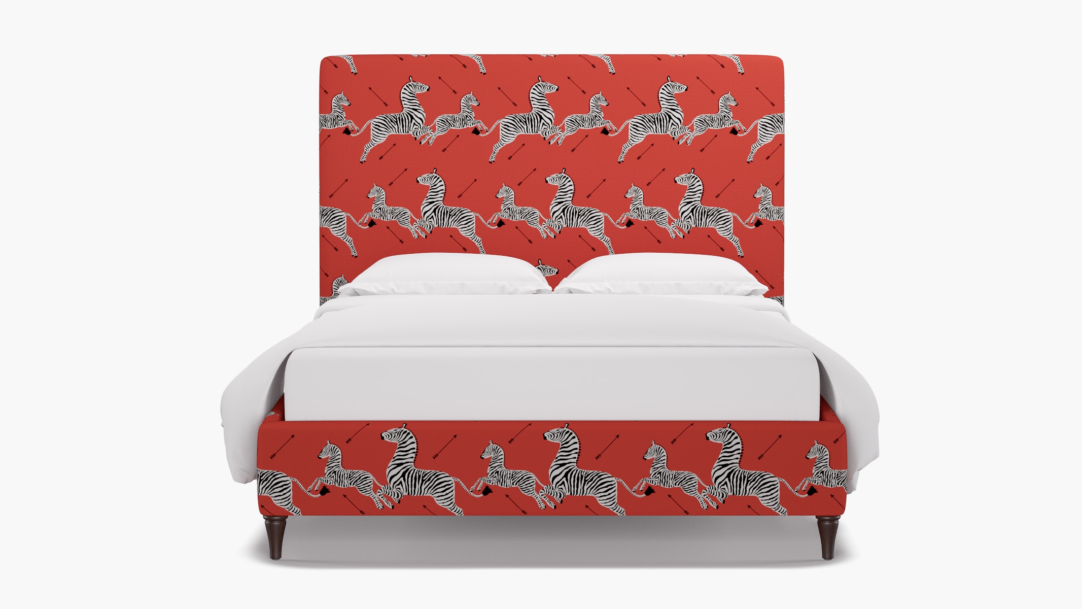 Classic Bed, Coral Zebra, Espresso Decorative Tapered Leg, Twin - Image 0
