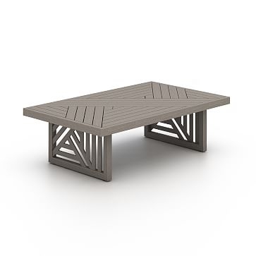 Linear Cutout Outdoor Coffee Table,Teak,Brown - Image 3