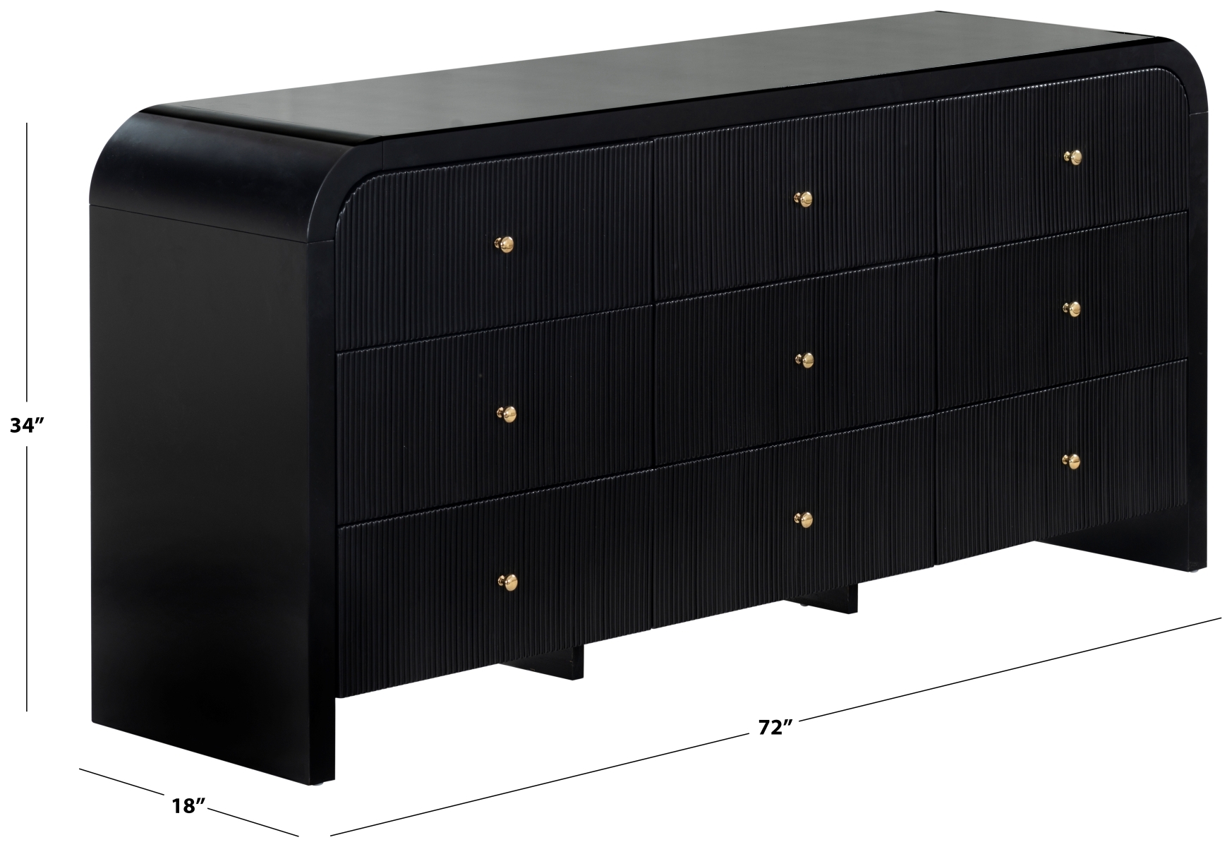 Liabella 9 Drawer Curv Dresser - Black / Gold - Image 8