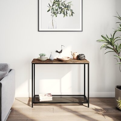 Industrial Console Table With Single Shelf, Rustic Brown - Image 0
