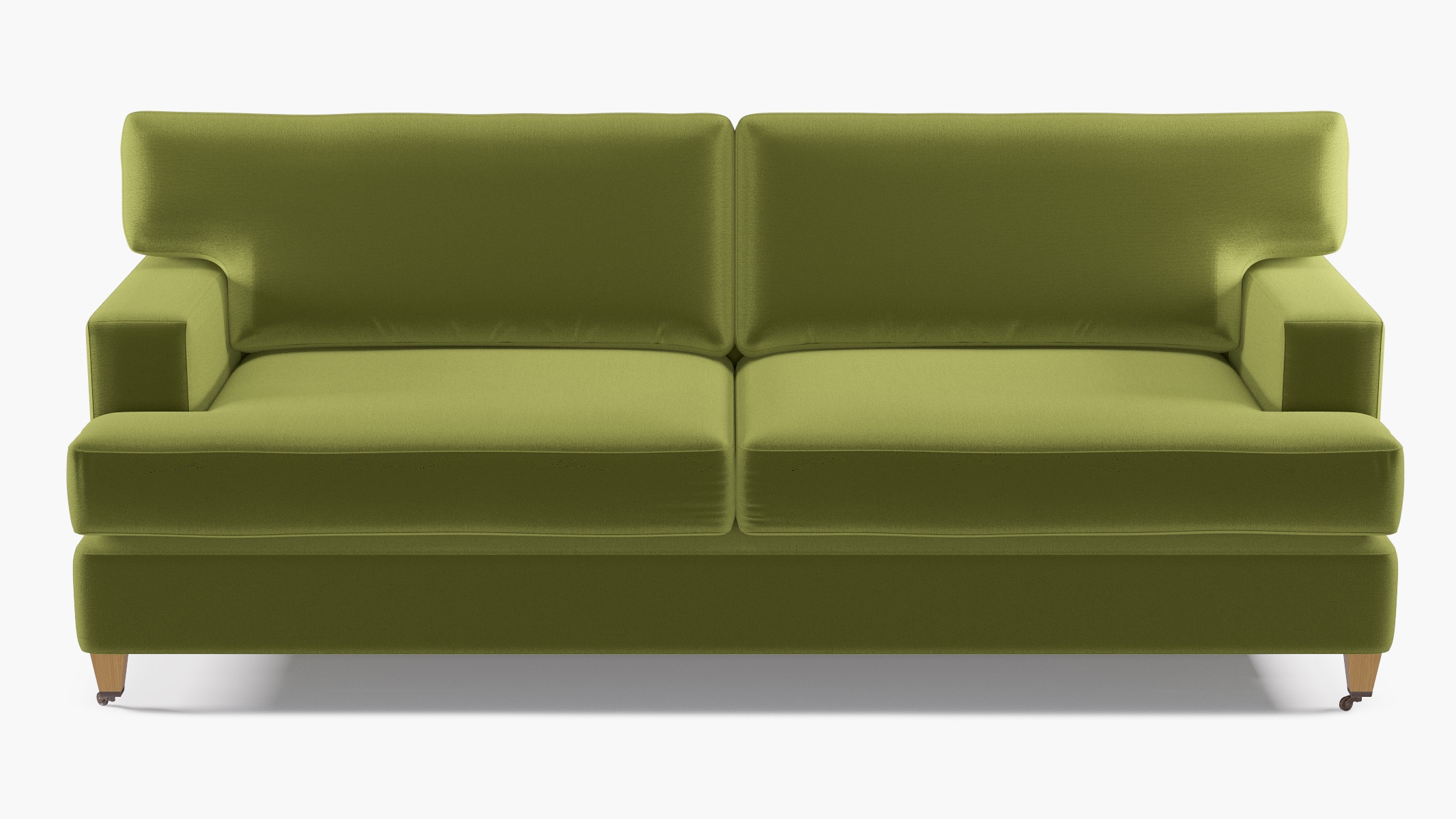 Classic Sofa, Sage Performance Velvet, Natural with Antique Brass Caster - Image 0