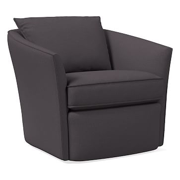 Duffield Swivel Chair, Poly, Yarn Dyed Linen Weave, Steel Gray - Image 0