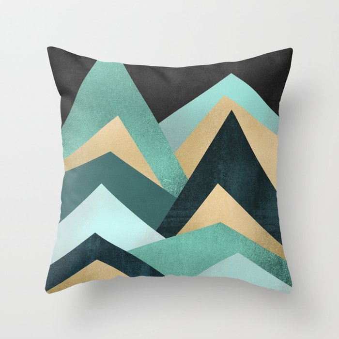 Waves Throw Pillow by Elisabeth Fredriksson - Cover (16" x 16") With Pillow Insert - Outdoor Pillow - Image 0