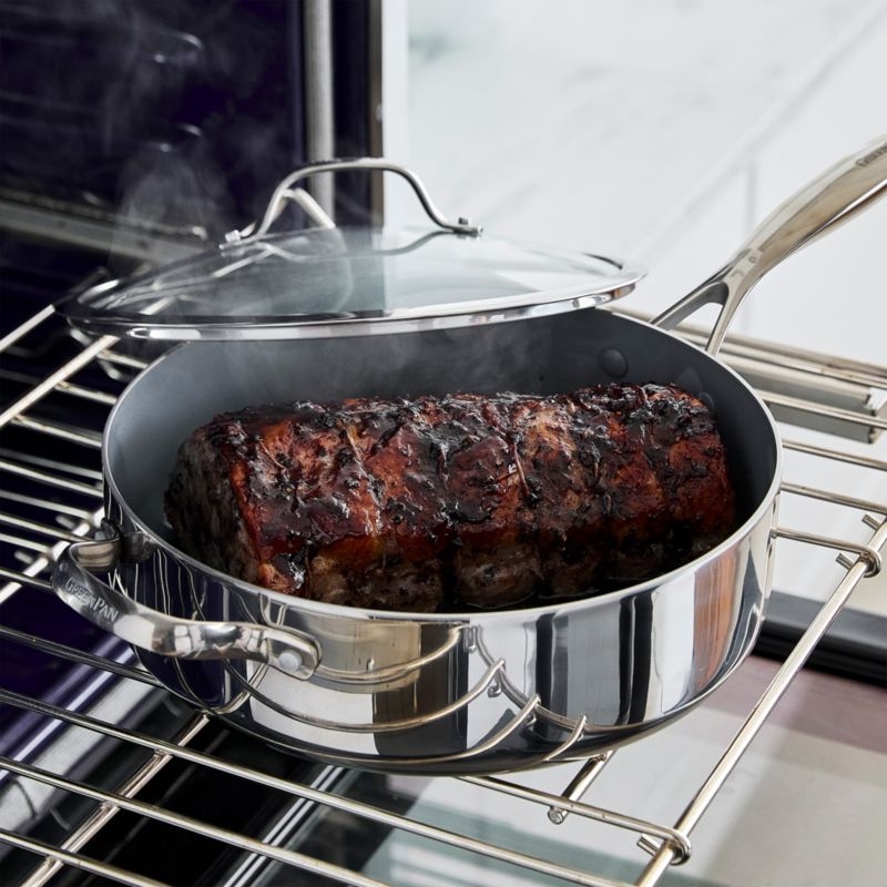 GreenPan ™ Valencia Pro Stainless Steel 5-Qt. Saute Pan with Lid & Helper Hand - Image 4