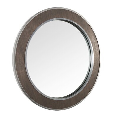 Aurelio Round Wood and Metal Beveled Accent Mirror - Image 0