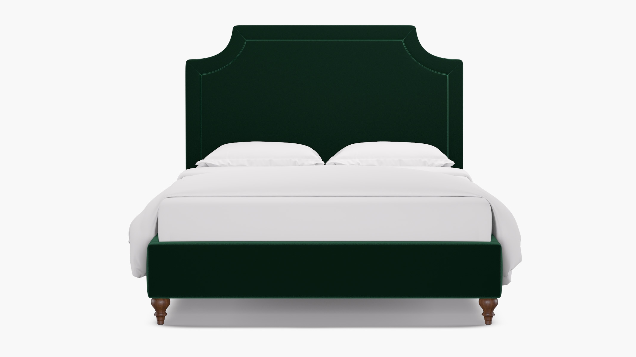 Deco Bed, Spruce Performance Plush Velvet, Walnut Traditional Turned Leg, King - Image 0