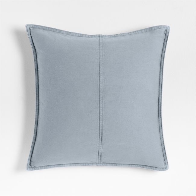 Amanha Washed Organic Cotton Denim 20x20 Smoke Blue Throw Pillow Cover - Image 0