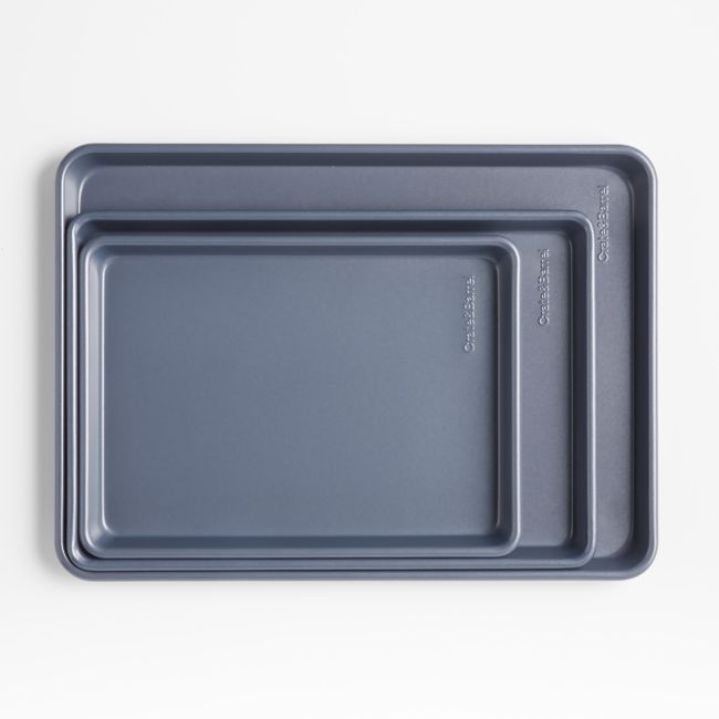 Crate & Barrel Slate Blue Baking Sheets, Set of 3 - Image 0