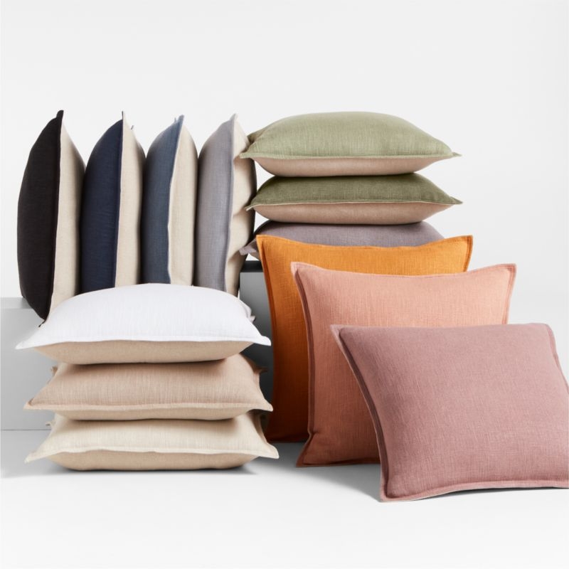 Quarry 20x20 Organic Laundered Linen Throw Pillow with Feather Insert - Image 4