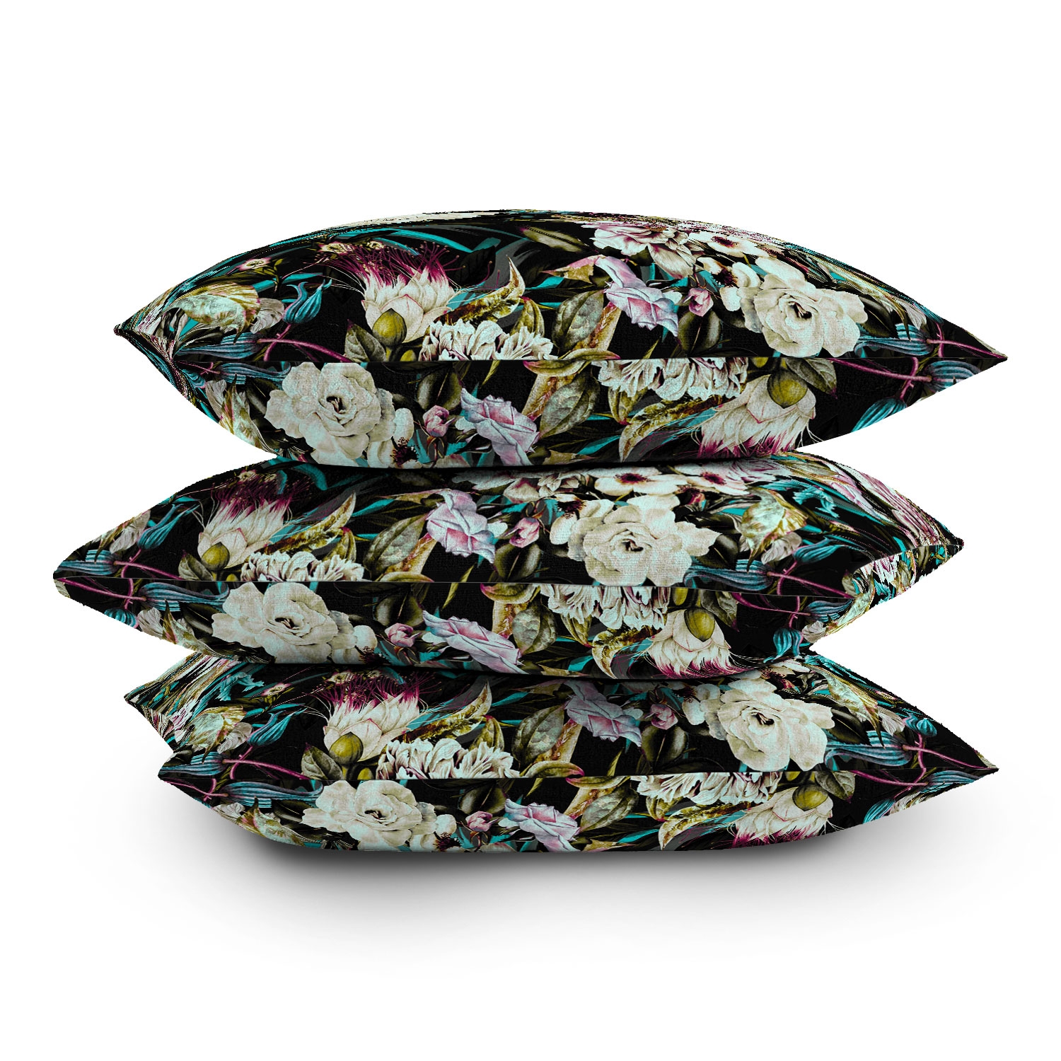 Dark Wild Floral 01 by Marta Barragan Camarasa - Outdoor Throw Pillow 18" x 18" - Image 2