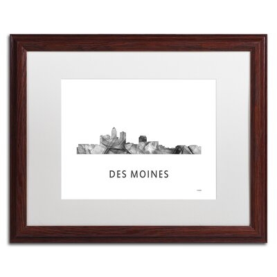 'Des Moines Iowa Skyline WB-BW' Framed Graphic Art on Canvas - Image 0