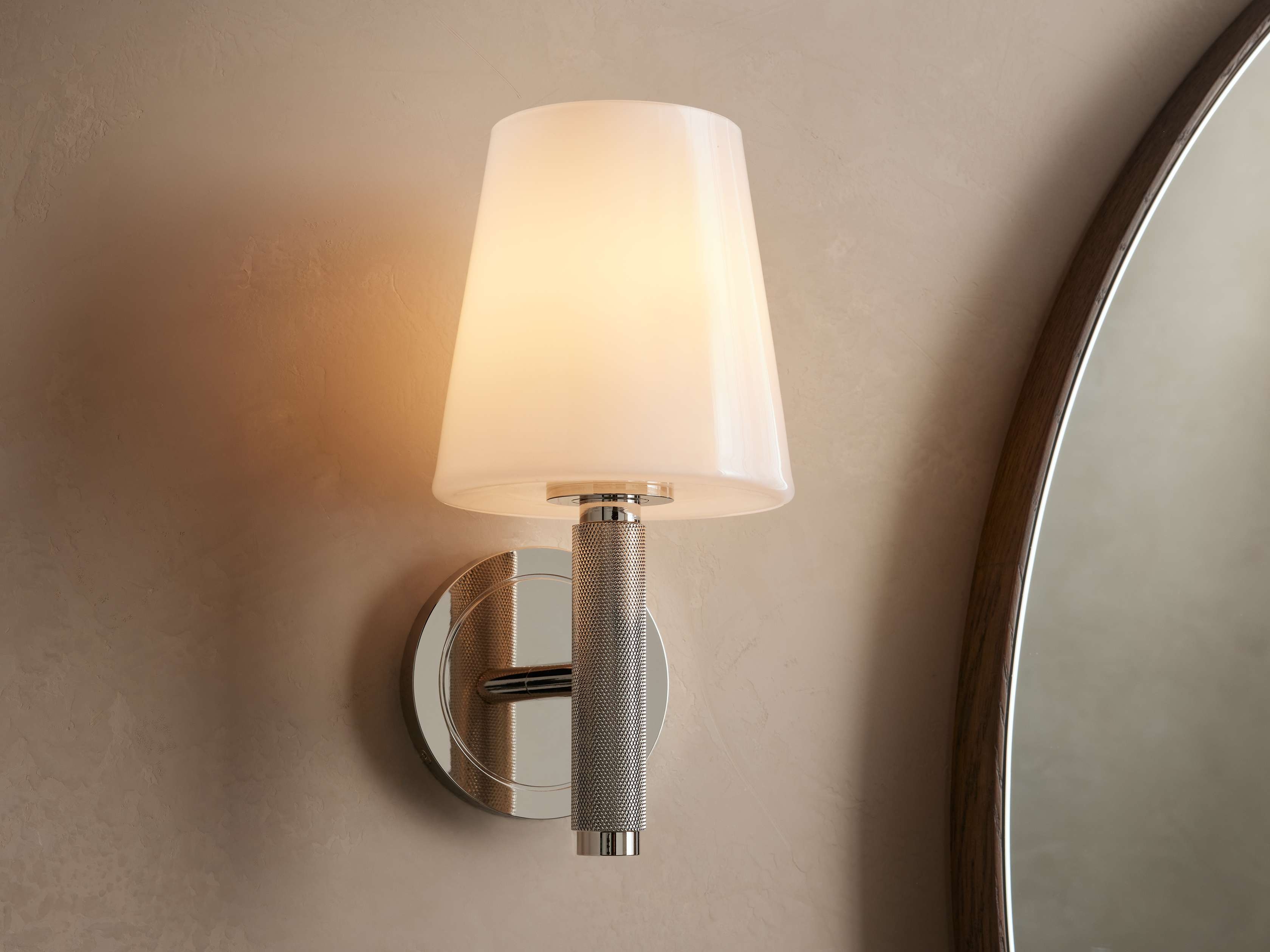 Monroe Sconce in Metal Silver  Polished Nickel/Milk - Image 0