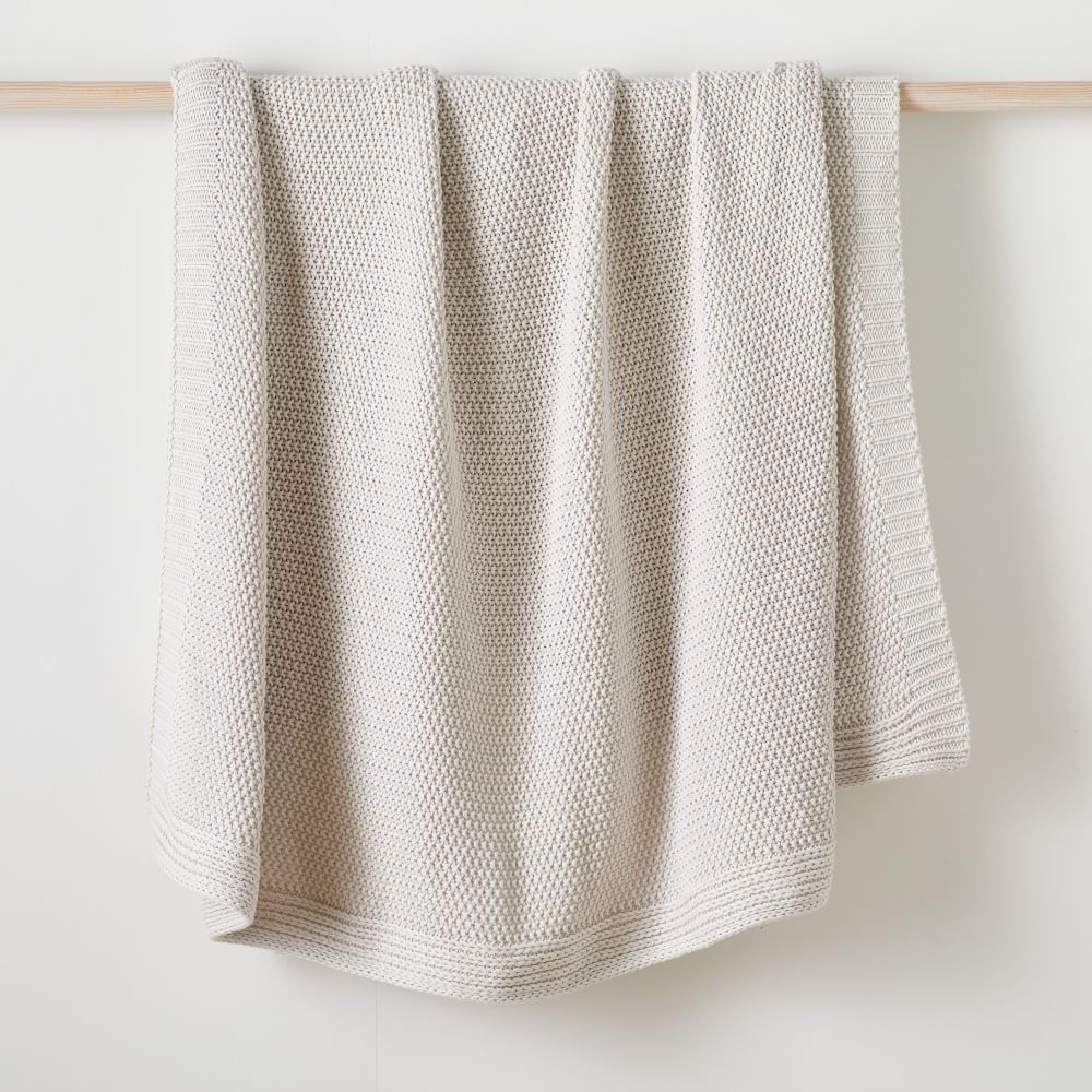 Cotton Knit Throw, Frost Gray, 50"x60" - Image 0