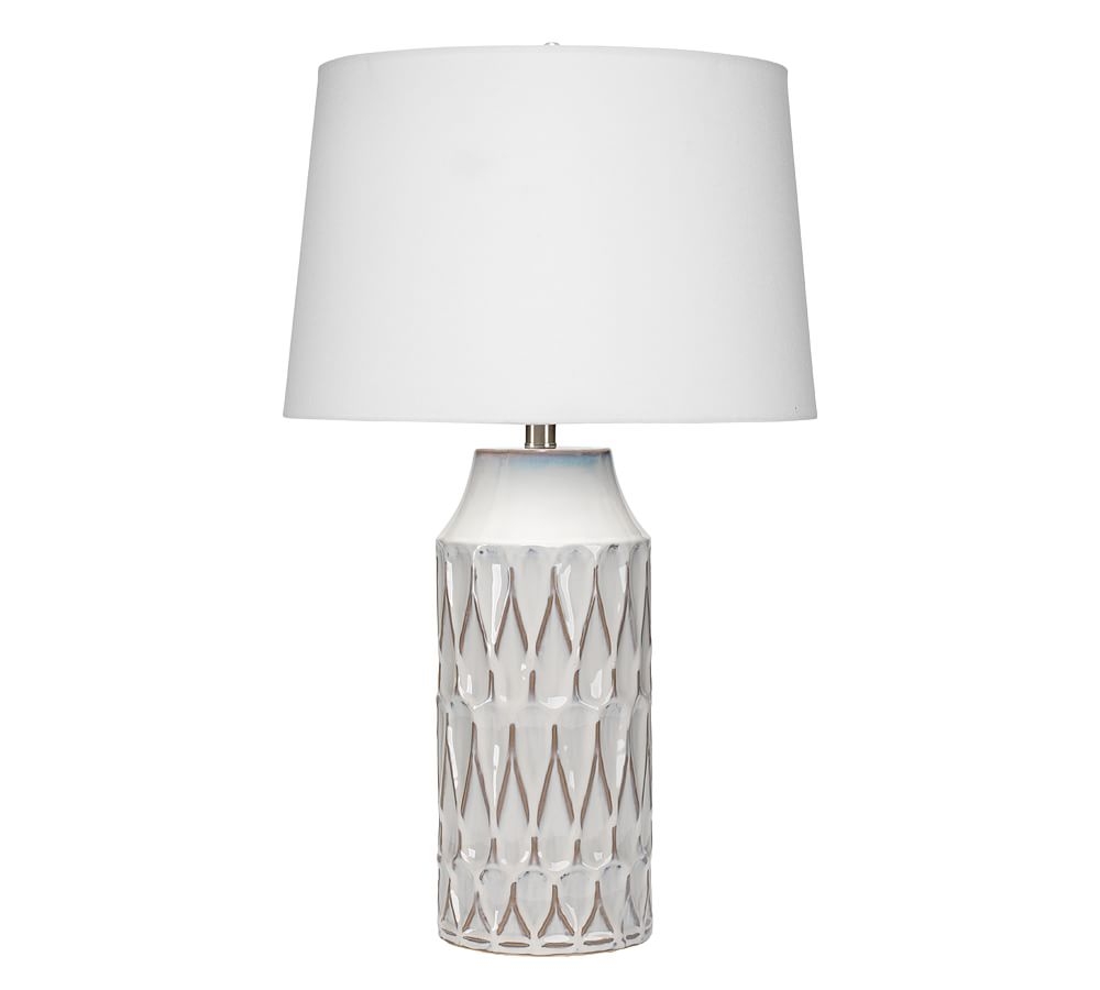 Selma Ceramic Table Lamp, White Patterned Ceramic - Image 0
