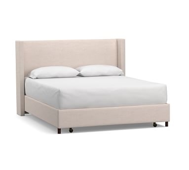 Elliot Shelter Upholstered Headboard with Footboard Storage Platform Bed, Queen, Performance Heathered Tweed Pebble - Image 5